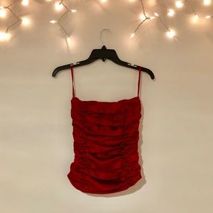 strapless wine red corset top